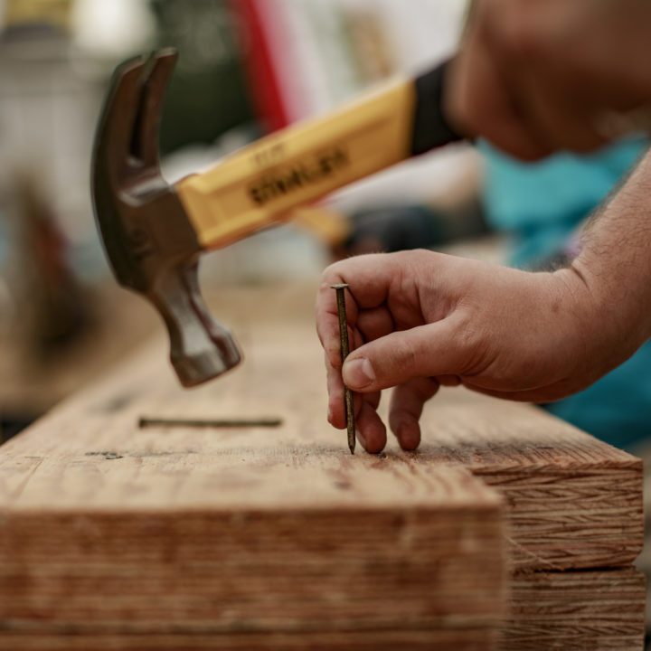 Habitat volunteers performing home repair and construction work
